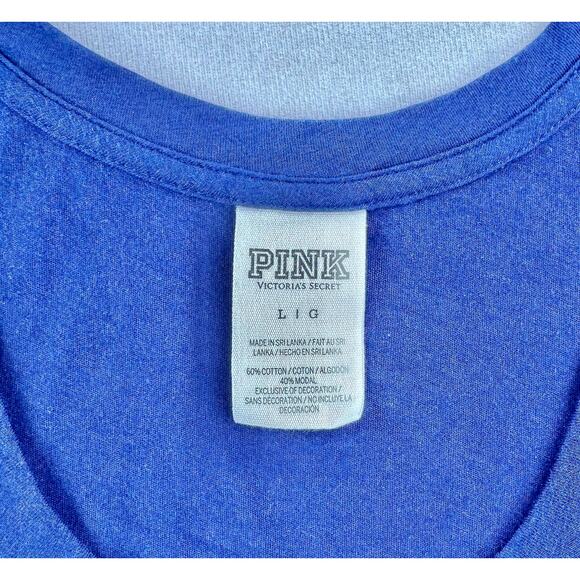 Victoria's Secret PINK Tank Top - Size Large, Blue & Gray with Gold Foil Logo - Picture 4 of 7
